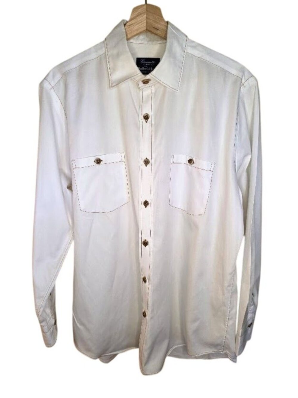 Giannetto Portofino Bullock & Jones Mens L White Cotton Shirt Made Italy